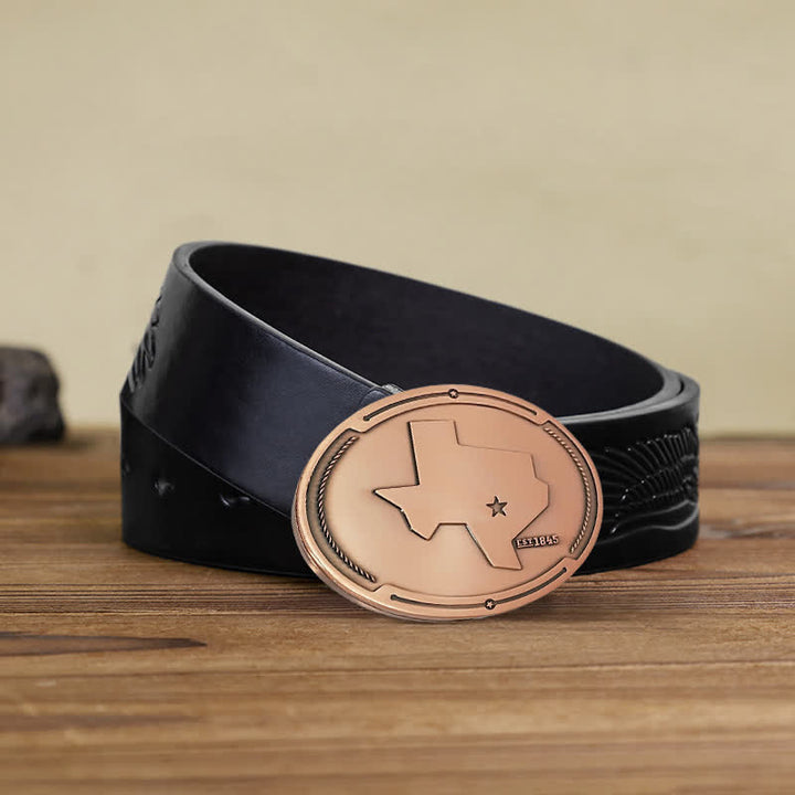 Ceinture en cuir avec boucle pour porte-bière créative pour homme avec carte de l'état du Texas