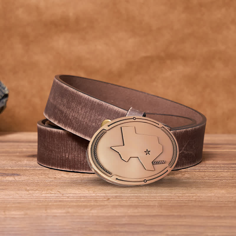 Ceinture en cuir avec boucle pour porte-bière créative pour homme avec carte de l'état du Texas
