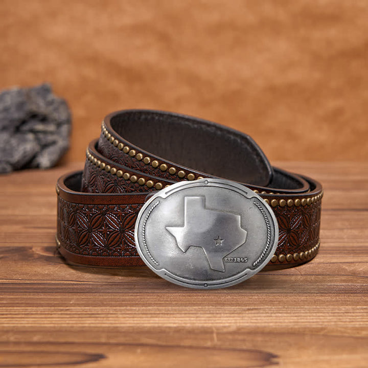 Ceinture en cuir avec boucle pour porte-bière créative pour homme avec carte de l'état du Texas