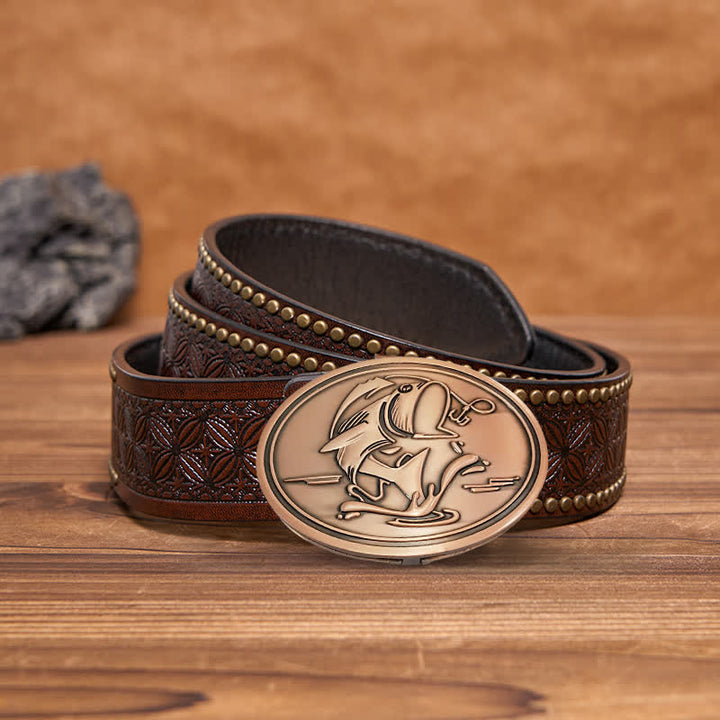 Ceinture en cuir avec boucle porte-bière créative pour homme