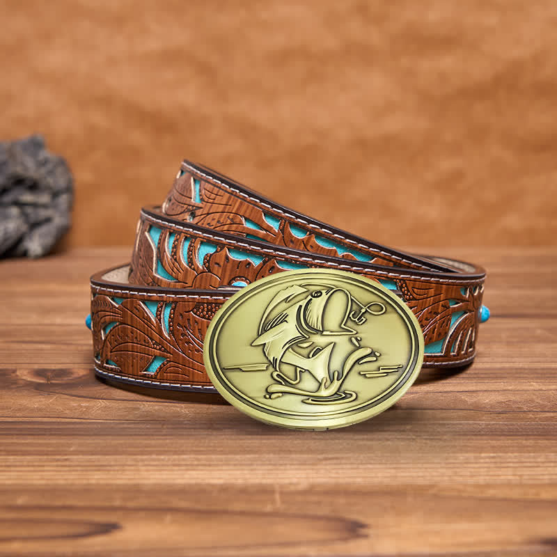 Ceinture en cuir avec boucle porte-bière créative pour homme