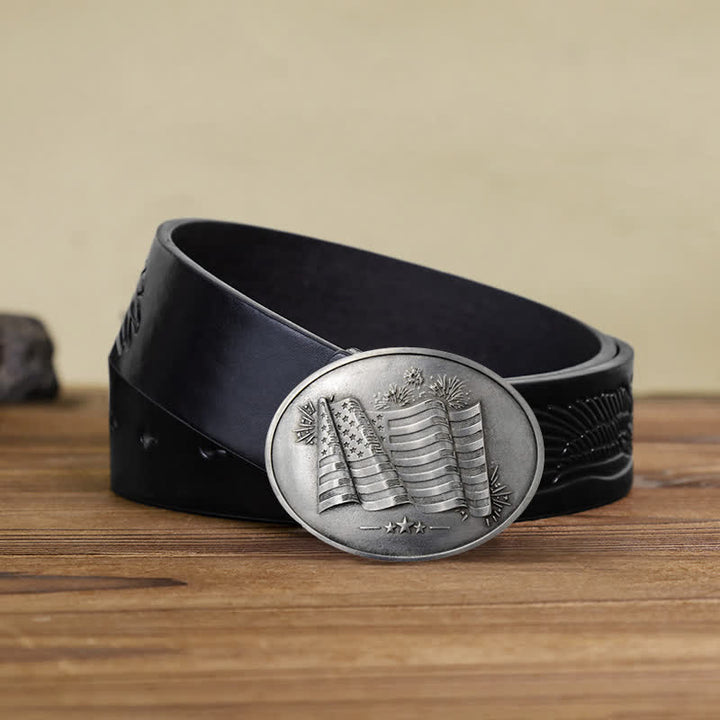 Ceinture en cuir à boucle créative pour porte-bière avec drapeau américain pour homme