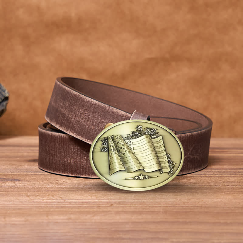 Ceinture en cuir à boucle créative pour porte-bière avec drapeau américain pour homme