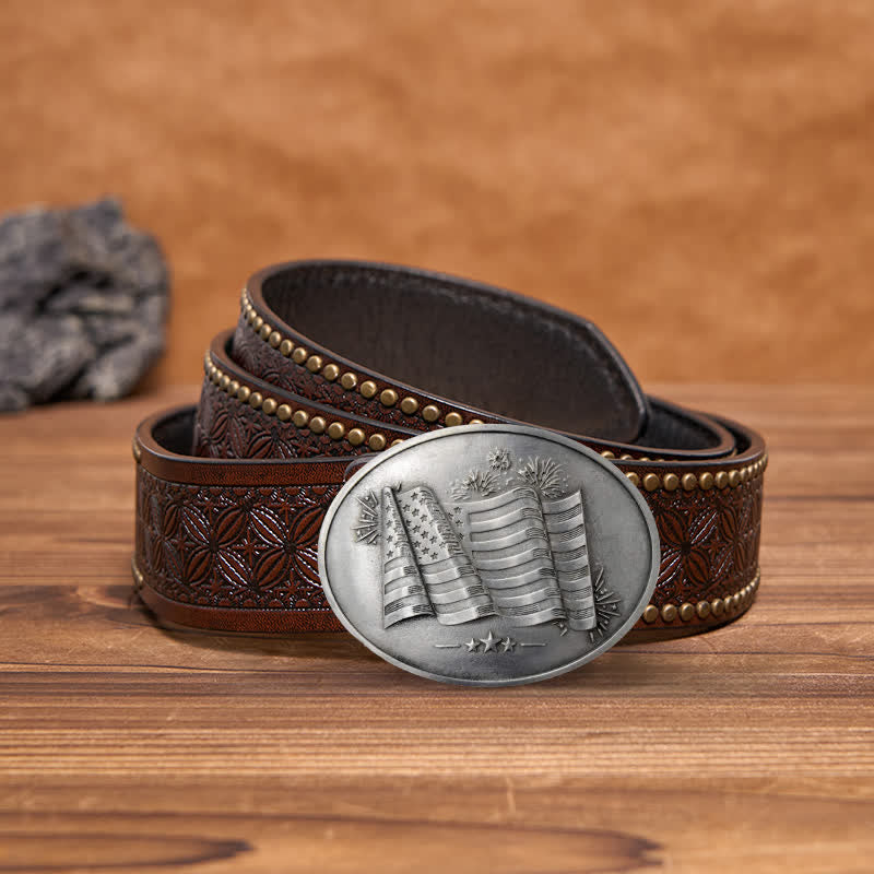 Ceinture en cuir à boucle créative pour porte-bière avec drapeau américain pour homme