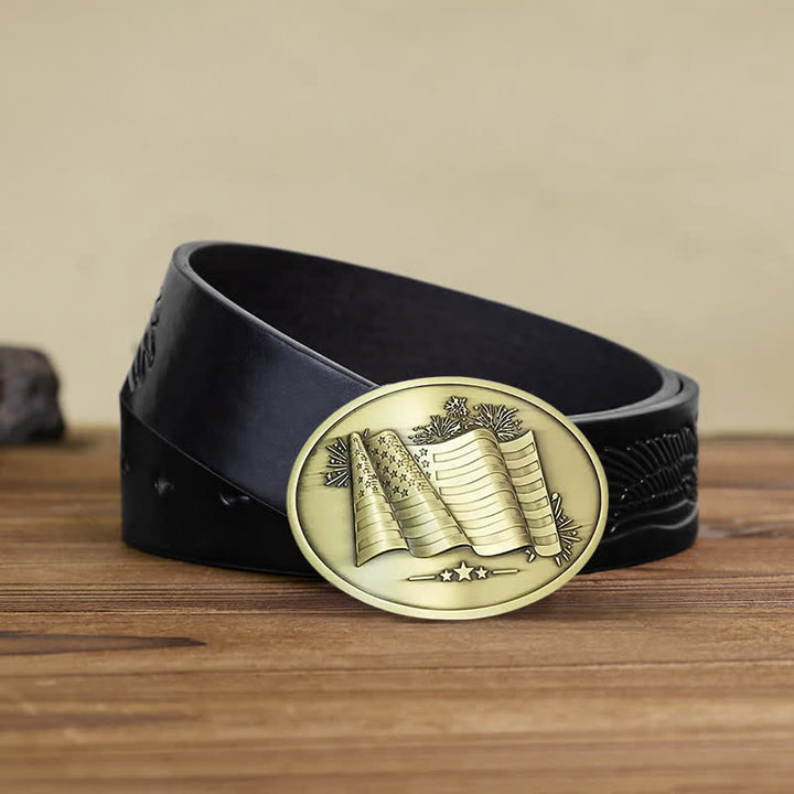 Ceinture en cuir à boucle créative pour porte-bière avec drapeau américain pour homme