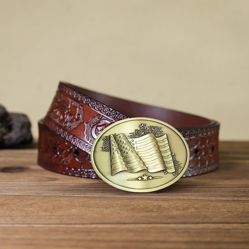 Ceinture en cuir à boucle créative pour porte-bière avec drapeau américain pour homme