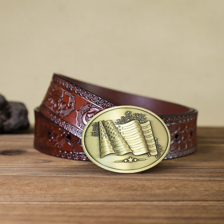 Ceinture en cuir à boucle créative pour porte-bière avec drapeau américain pour homme