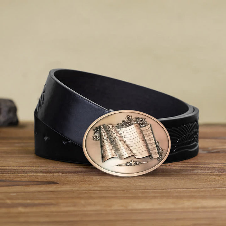 Ceinture en cuir à boucle créative pour porte-bière avec drapeau américain pour homme