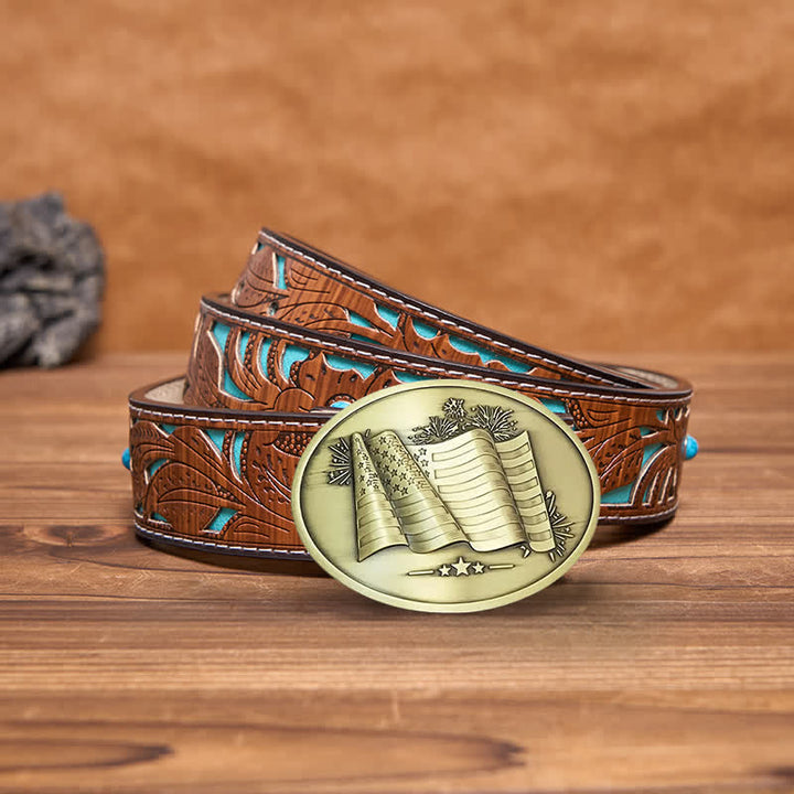 Ceinture en cuir à boucle créative pour porte-bière avec drapeau américain pour homme