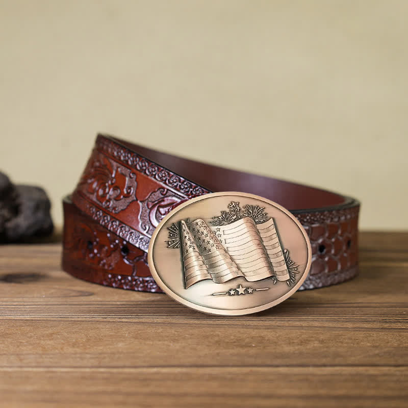 Ceinture en cuir à boucle créative pour porte-bière avec drapeau américain pour homme