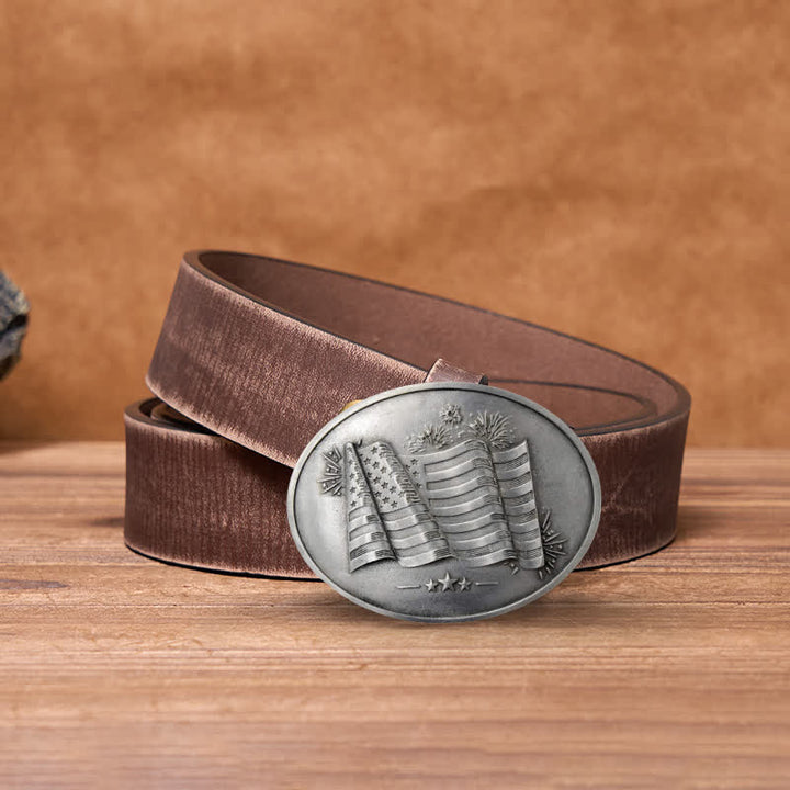 Ceinture en cuir à boucle créative pour porte-bière avec drapeau américain pour homme