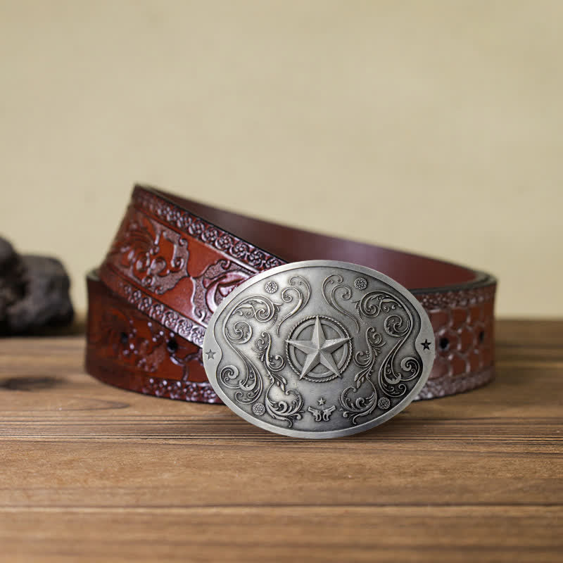 Ceinture en cuir avec boucle porte-bière créative Western Star DIY pour homme