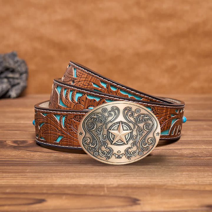 Ceinture en cuir avec boucle porte-bière créative Western Star DIY pour homme