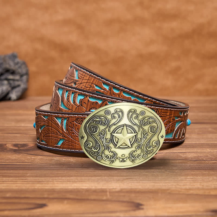 Ceinture en cuir avec boucle porte-bière créative Western Star DIY pour homme