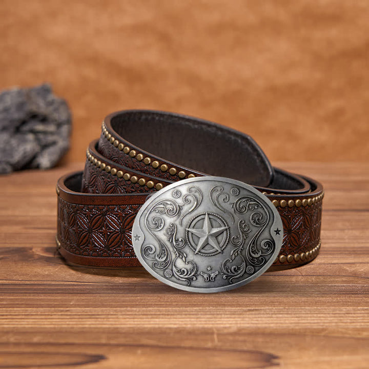 Ceinture en cuir avec boucle porte-bière créative Western Star DIY pour homme