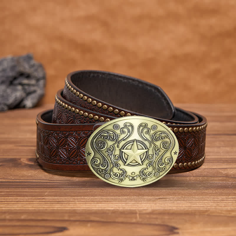 Ceinture en cuir avec boucle porte-bière créative Western Star DIY pour homme
