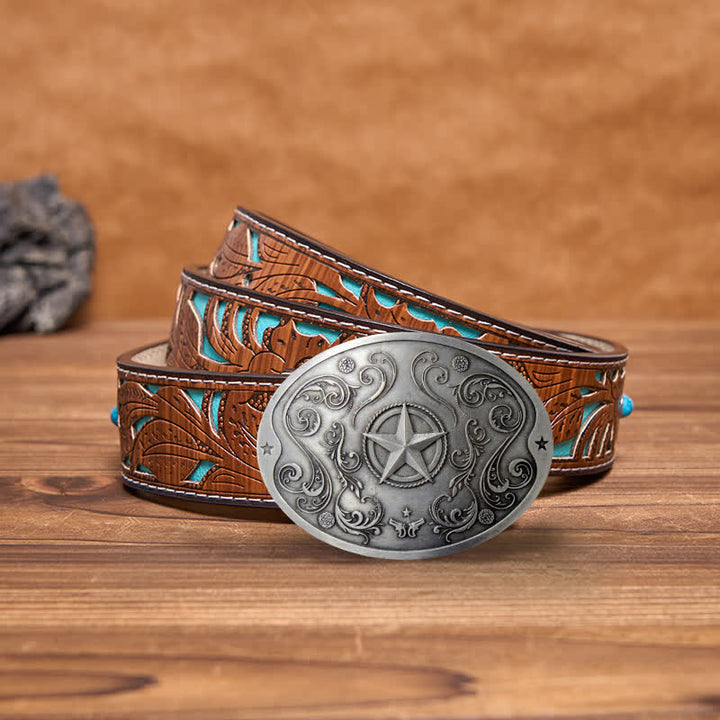 Ceinture en cuir avec boucle porte-bière créative Western Star DIY pour homme