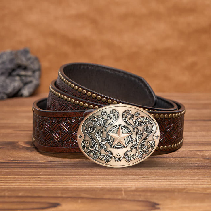 Ceinture en cuir avec boucle porte-bière créative Western Star DIY pour homme
