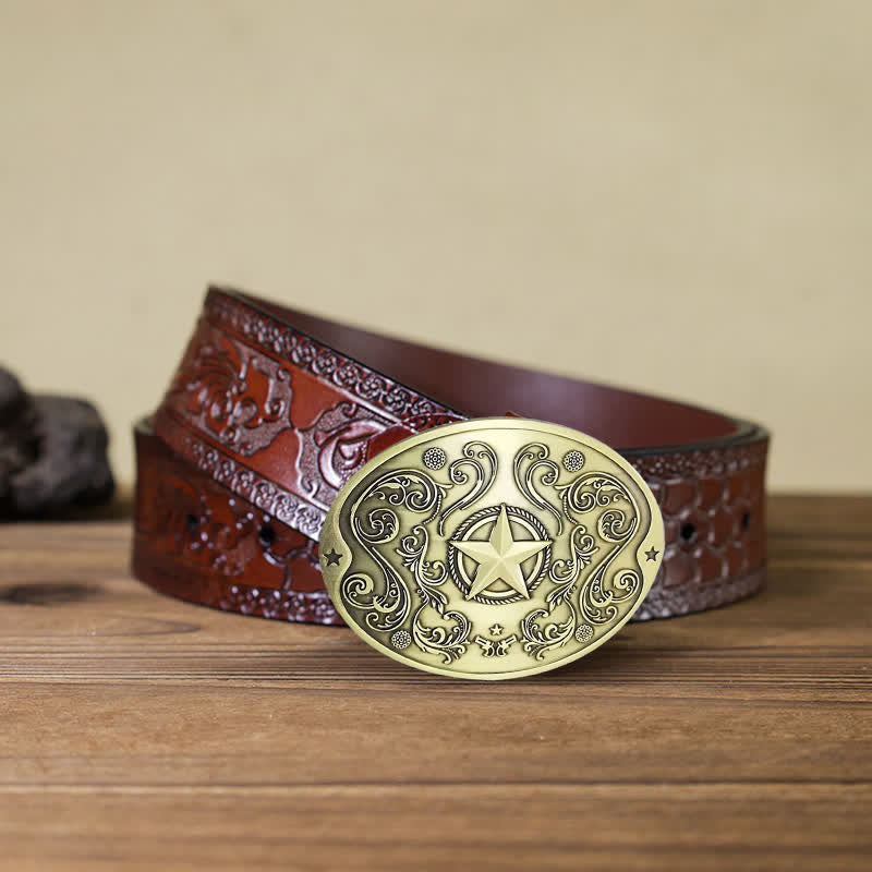 Ceinture en cuir avec boucle porte-bière créative Western Star DIY pour homme