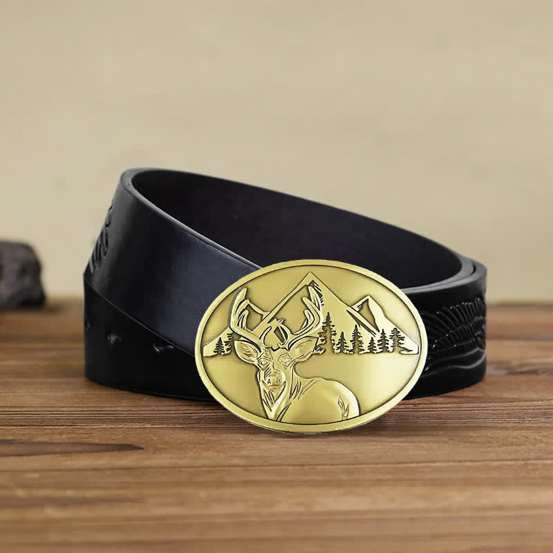 Ceinture en cuir avec boucle porte-bière créative en forme de cerf sculpté pour homme