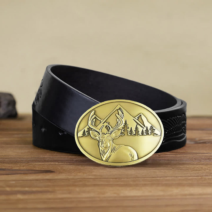 Ceinture en cuir avec boucle porte-bière créative en forme de cerf sculpté pour homme