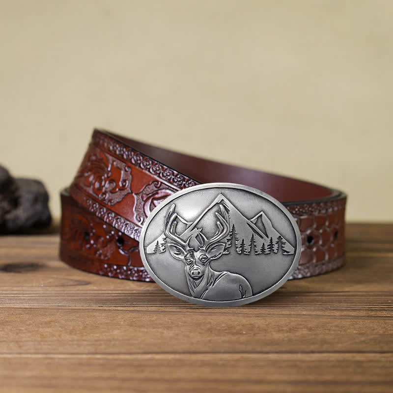 Ceinture en cuir avec boucle porte-bière créative en forme de cerf sculpté pour homme