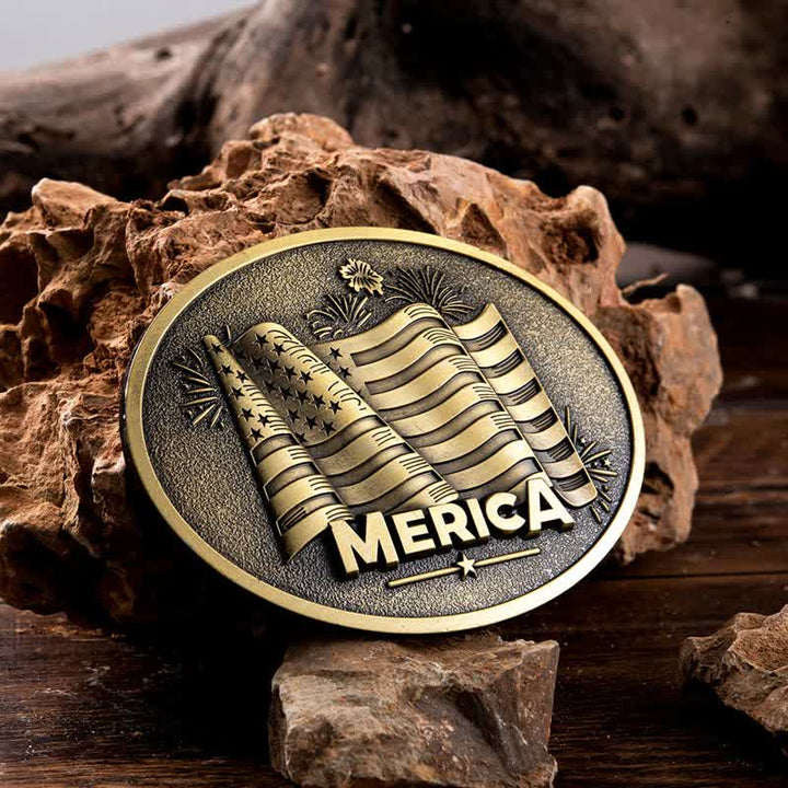 Ceinture en cuir à boucle style Texas avec drapeau amérindien pour homme