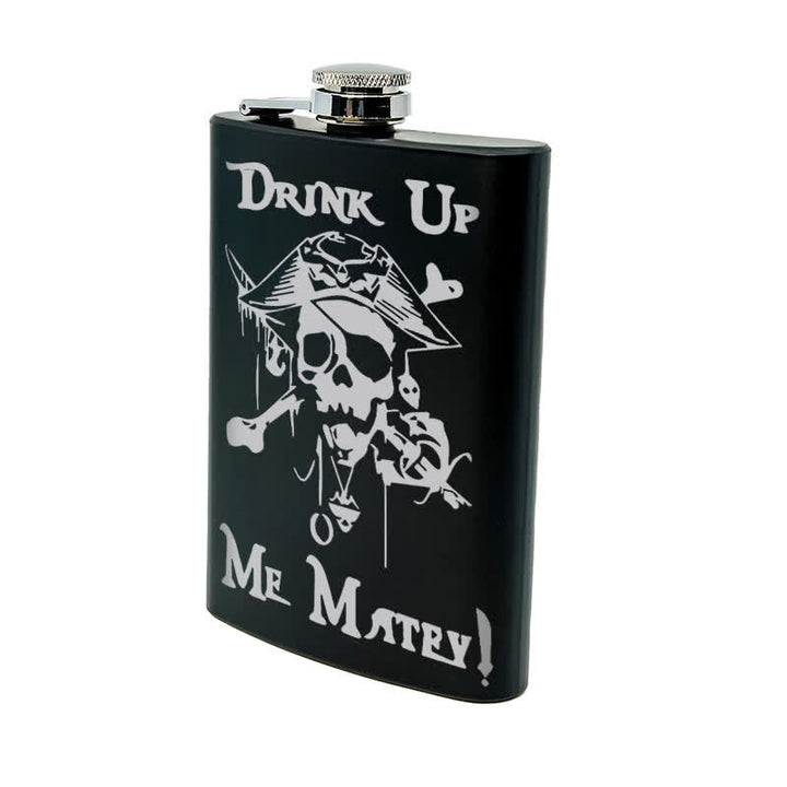 Flacon portable en acier inoxydable à motif laser de crâne de pirate de 2 à 10 oz
