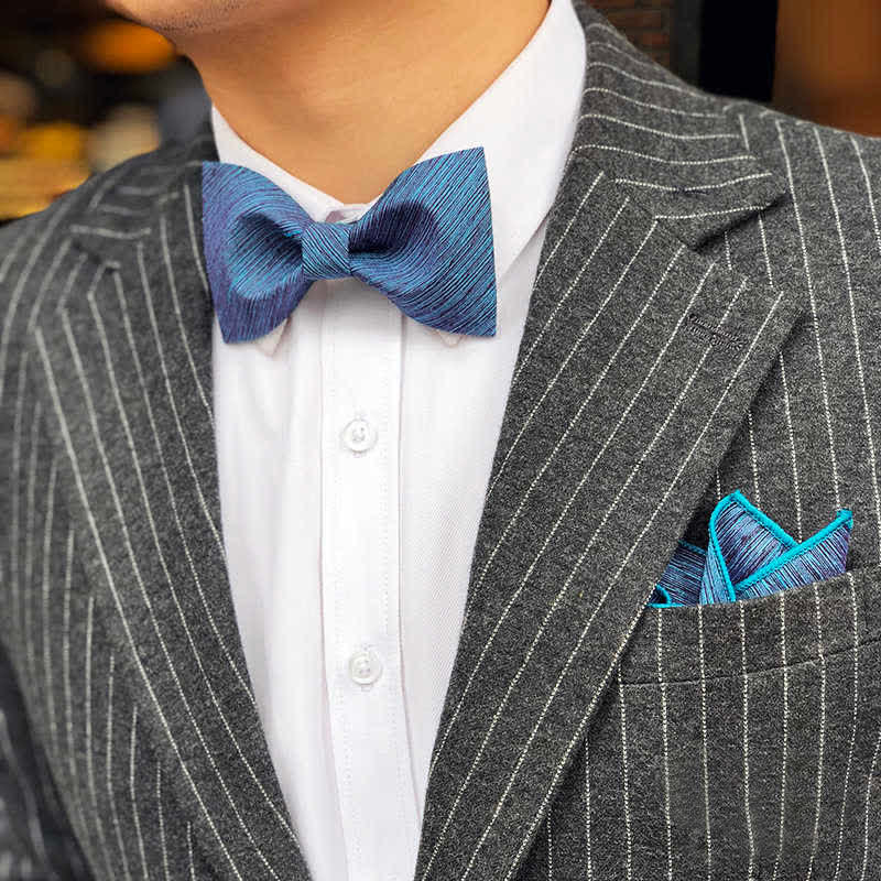 Nœud papillon en soie à motifs sergés distinctifs pour hommes