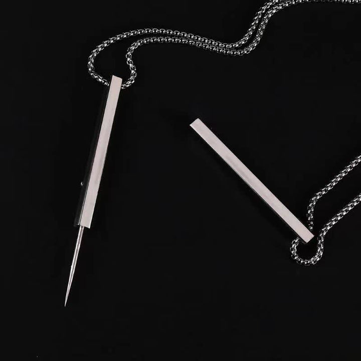 Collier pendentif rectangulaire à la mode avec aiguille en acier portable
