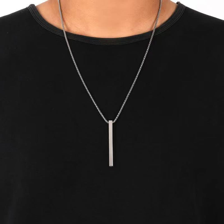 Collier pendentif rectangulaire à la mode avec aiguille en acier portable