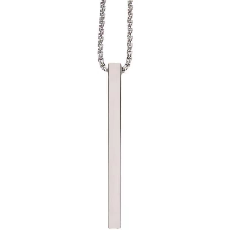 Collier pendentif rectangulaire à la mode avec aiguille en acier portable