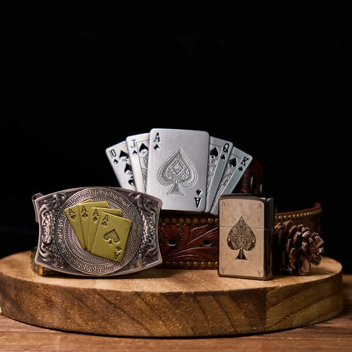 Lucky Poker DIY Couteau caché Boucle de ceinture Briquet Boucle Briquet Ensemble de paquets