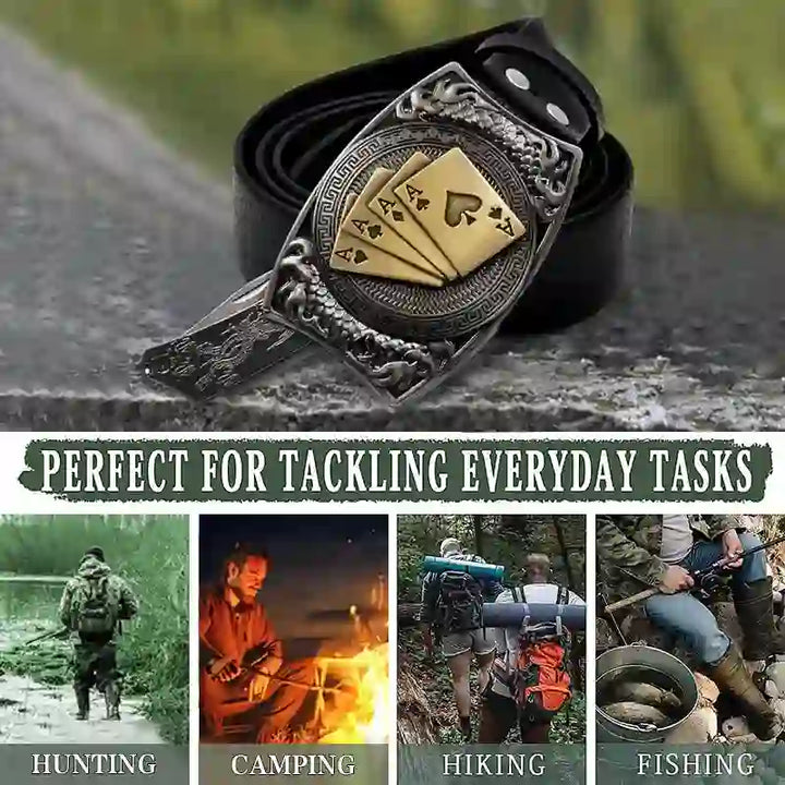 Lucky Poker DIY Couteau caché Boucle de ceinture Briquet Boucle Briquet Ensemble de paquets