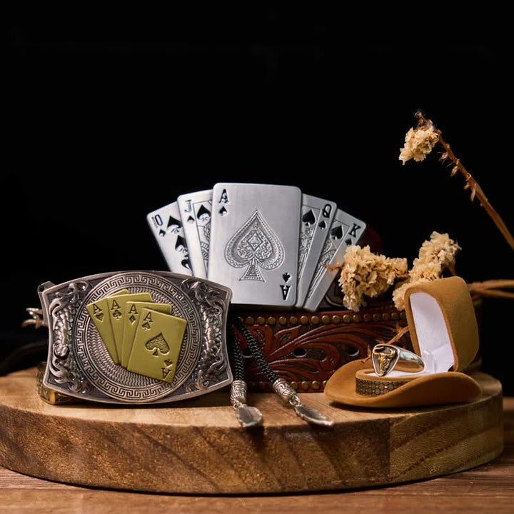 Lucky Poker DIY Couteau caché Boucle de ceinture Boucle de briquet Ensemble de packs d'anneaux de taureau
