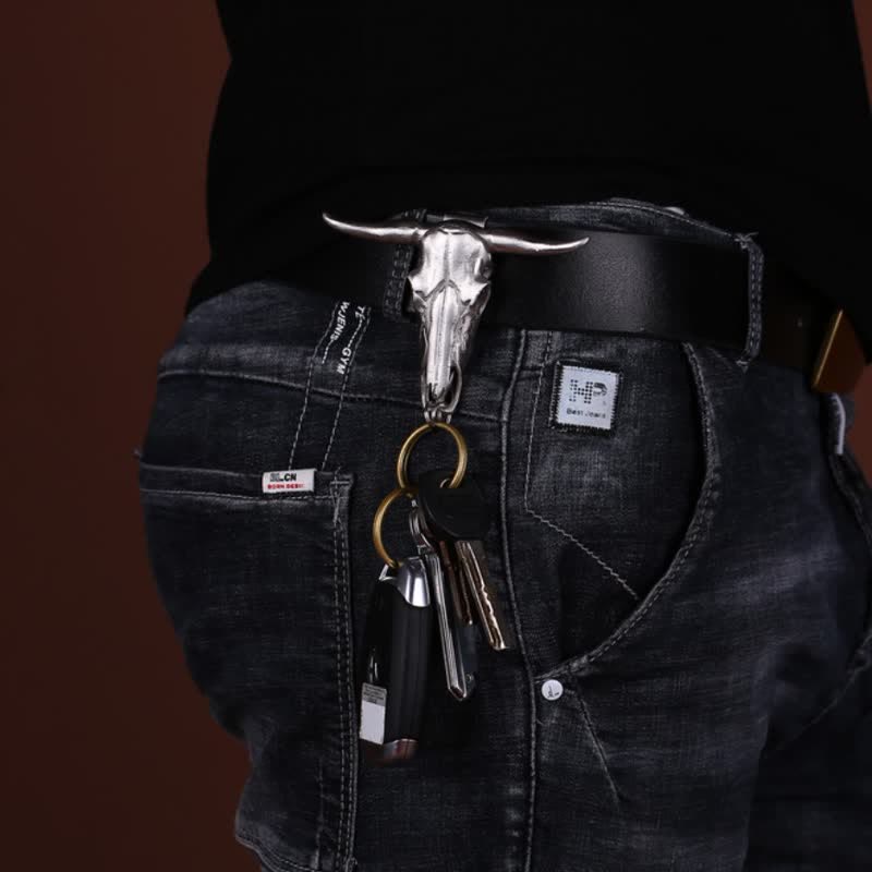 Ensemble de boucles de ceinture, couteau caché, pendentif en forme de tête de mort, longhorn, vache, bolo tie