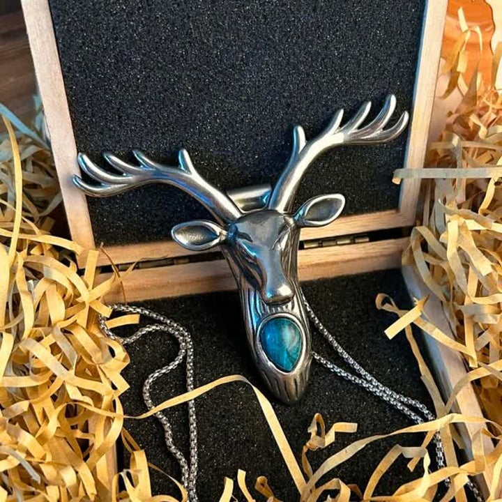 Boucle de ceinture pendentif multifonction EDC en forme de crâne de cerf turquoise (prévente)
