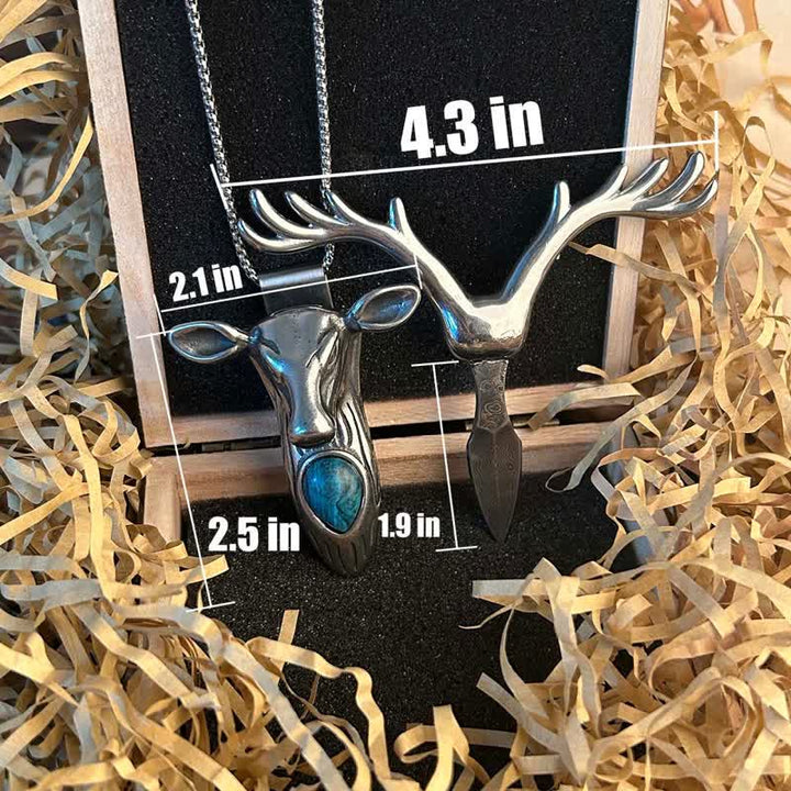 Boucle de ceinture pendentif multifonction EDC en forme de crâne de cerf turquoise (prévente)