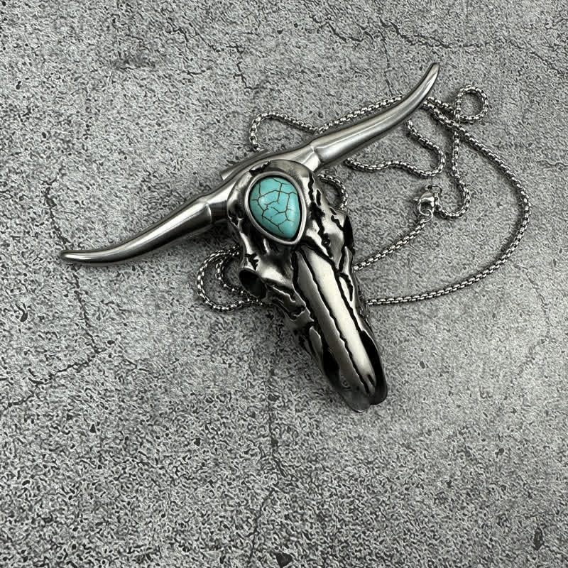 Boucle de ceinture pendentif multifonction EDC en forme de crâne de Longhorn turquoise