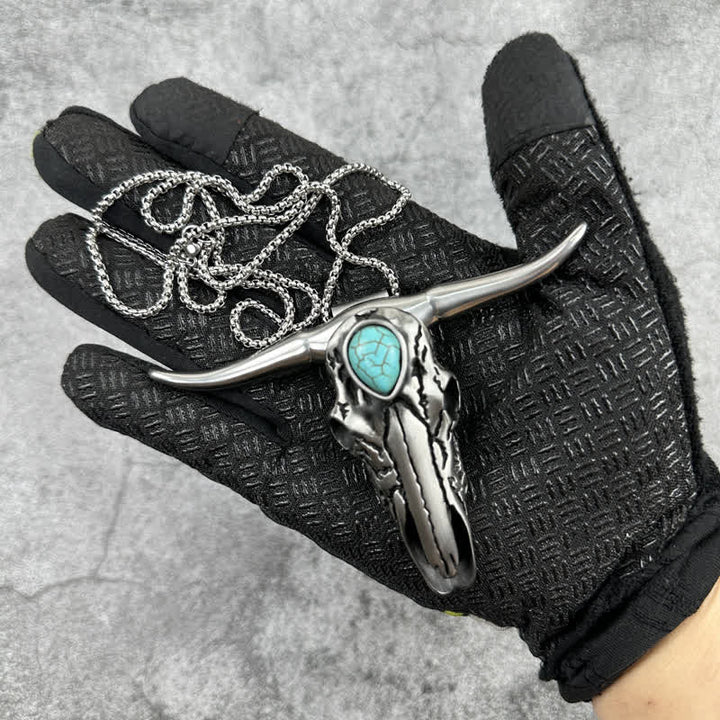 Boucle de ceinture pendentif multifonction EDC en forme de crâne de Longhorn turquoise