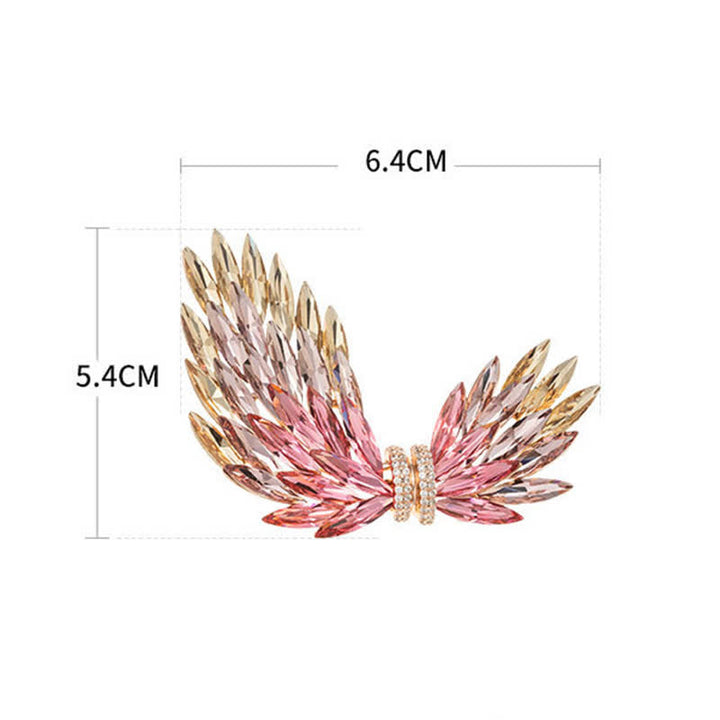 Broche élégante et luxueuse en forme d'ailes en zircon brillant pour femme