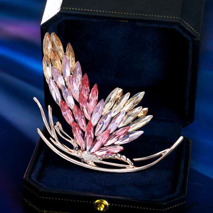 Broche papillon rose dégradé éblouissante pour femme