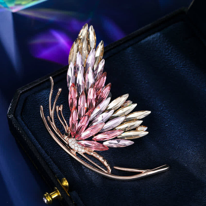 Broche papillon rose dégradé éblouissante pour femme