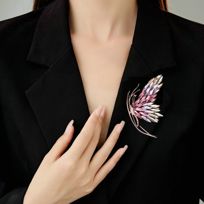 Broche papillon rose dégradé éblouissante pour femme