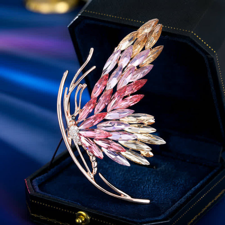 Broche papillon rose dégradé éblouissante pour femme