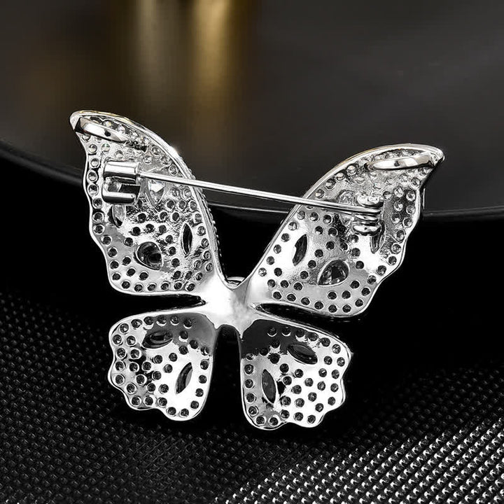 Broche papillon en perles de zircon scintillantes pour femme