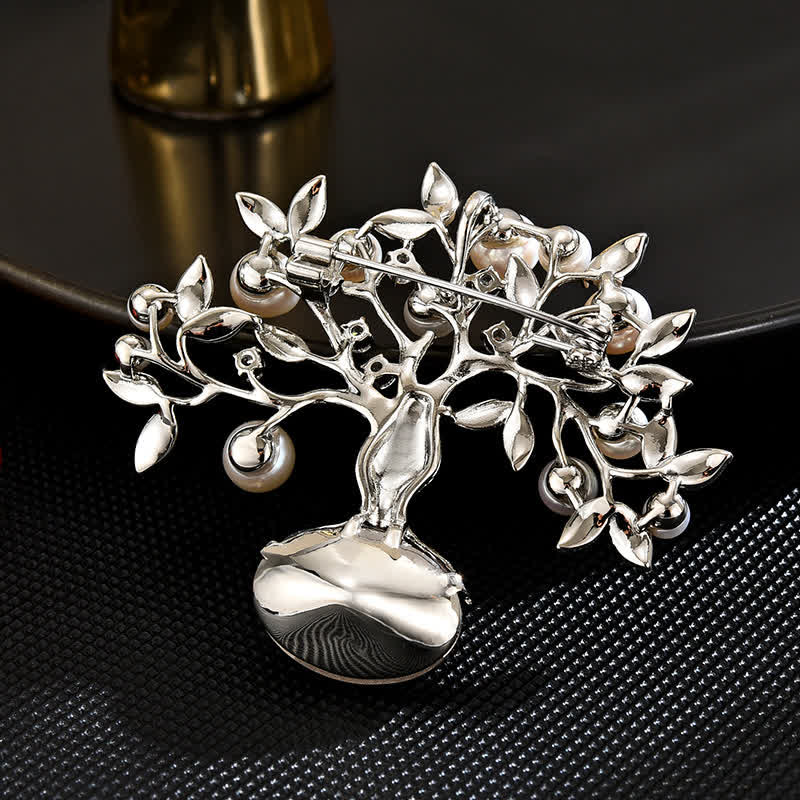 élégante Broche rétro pour femme avec motif fleur et arbre de vie