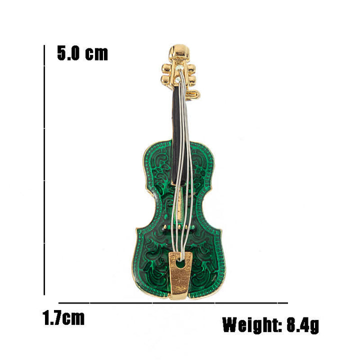 Broche en émail créative pour femme en forme de violon musical