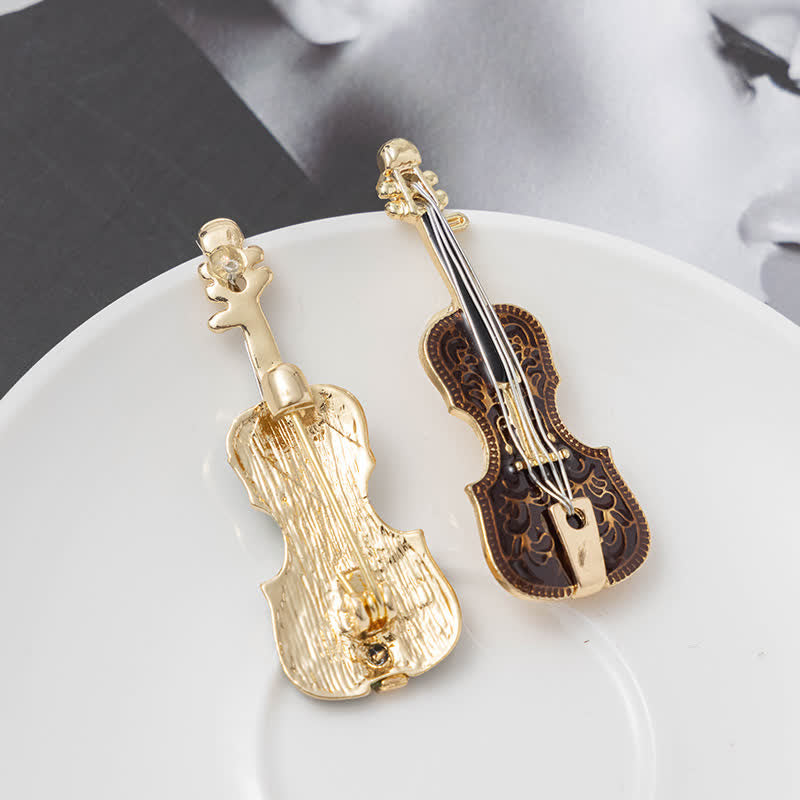 Broche en émail créative pour femme en forme de violon musical
