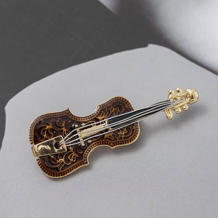 Broche en émail créative pour femme en forme de violon musical